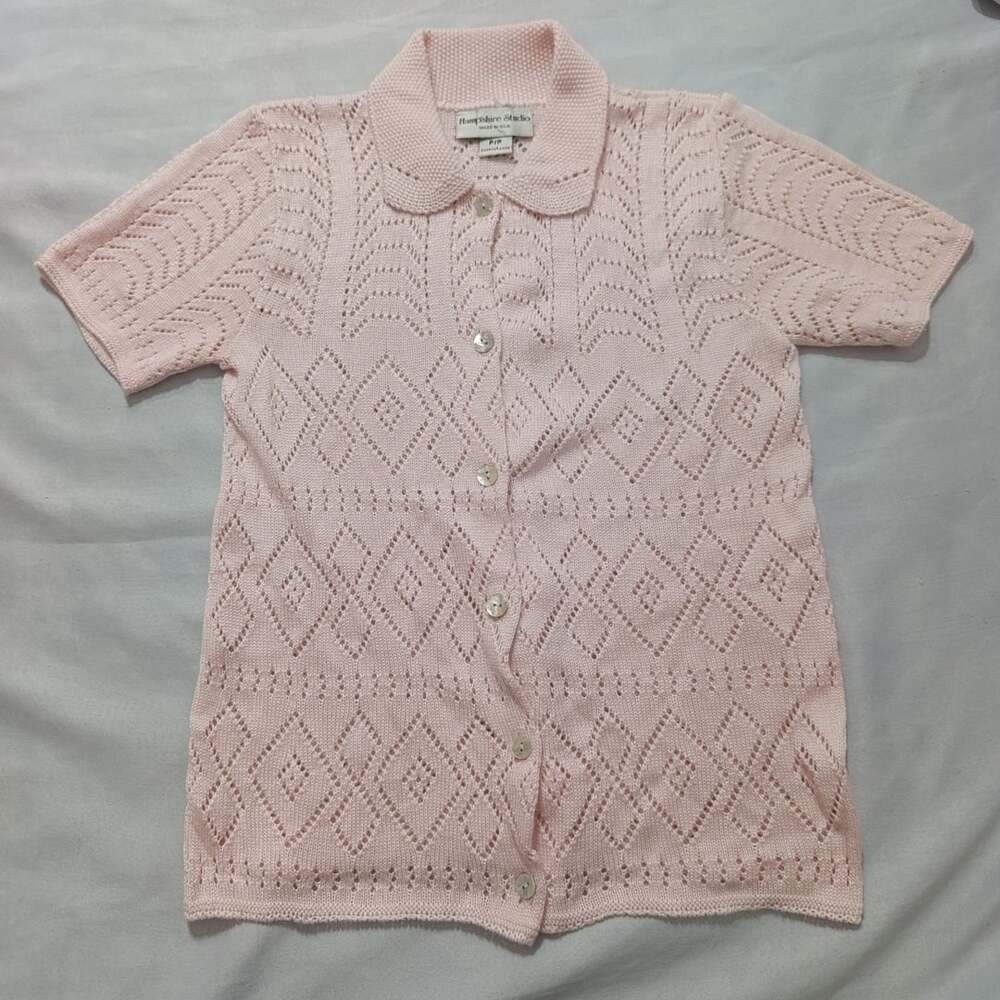 Hampshire Studio Knit Polo Shirt Size P/P Pink Acrylic